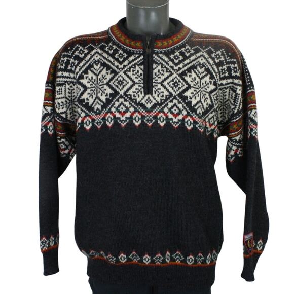 Vintage Dale of Norway 1998 Olympic Collection 1/2 Zip Fair Isle Wool Sweater L - Picture 1 of 6
